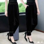 Wholesale Lot of 200 Women's Velvet Pants - Elastic Waist, Side Pockets, Cuff Button Design (With & Without Fleece Lining) - Image 3