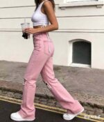 Wholesale Stock Lot: 130pcs Branded American Style High-Elasticity Washed Cotton Distressed Flared Jeans, Size 27-32, Individual Packing - Image 6