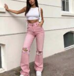 Wholesale Stock Lot: 130pcs Branded American Style High-Elasticity Washed Cotton Distressed Flared Jeans, Size 27-32, Individual Packing - Image 5