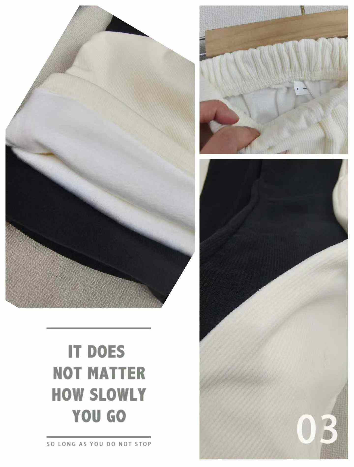 500 Pcs Corduroy Flared Pants - Fleece Lined, Elastic Waist, Black & White, Individually Packaged with Tags, Clothing Stock Lots - Image 1