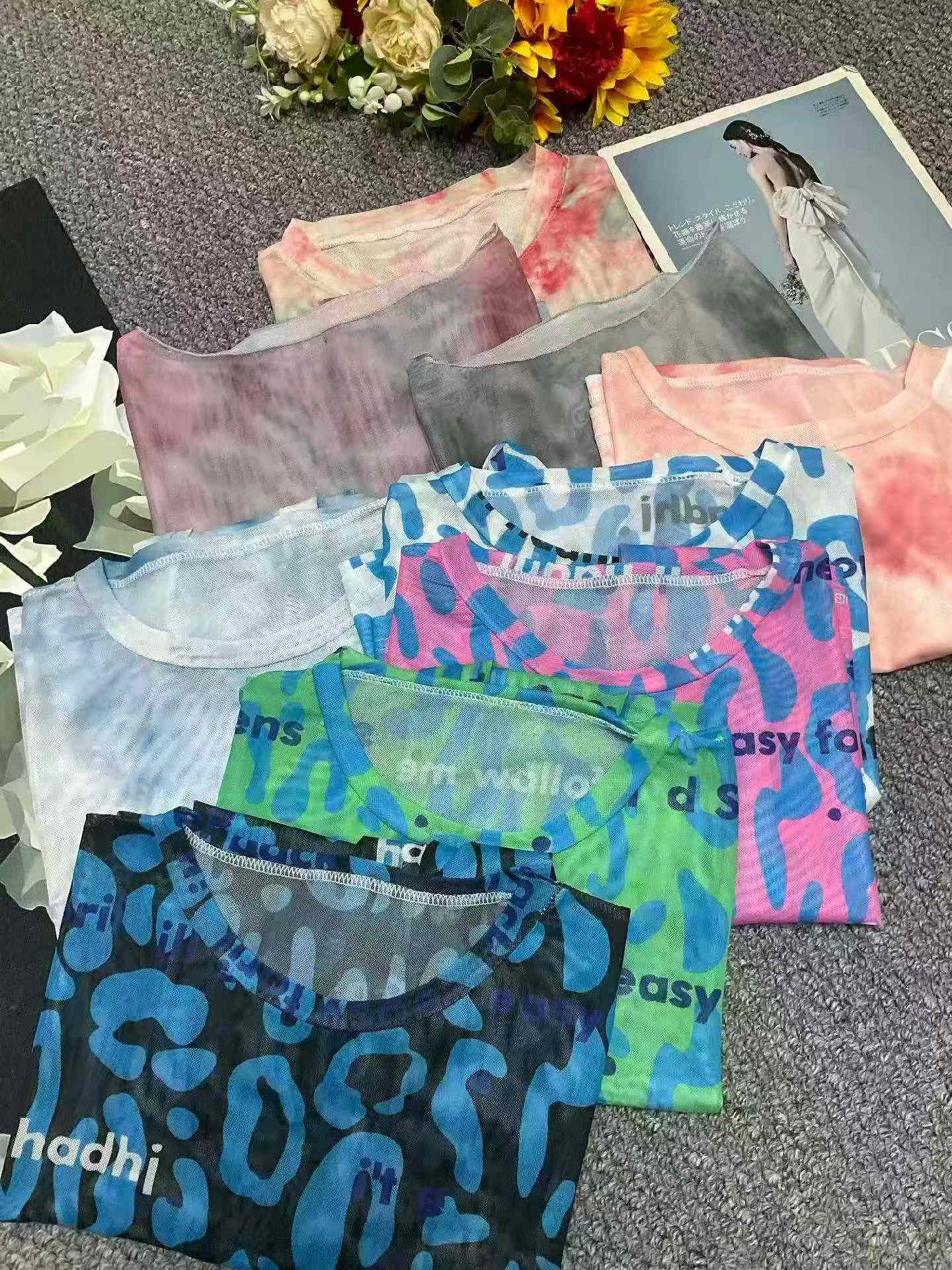 Wholesale Clothing Stock Lots: 300 Pcs Summer Tie-Dye Sheer Sun Protection Long Sleeve Shirts, Individually Packed, One Size - Image 2