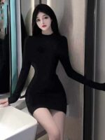 Wholesale Lot of 260 Women's Long Sleeve Bodycon Dresses - Lingerie Style, Ice Silk Fabric, Individual Packaging with Tags - Image 4