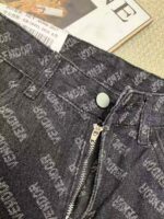 Wholesale Lot of 610 Pcs: Spring New American Style Loose Fit Letter Jacquard Straight Leg Denim Wide Leg Pants (S-XL), Independent Packing with Waist Card - Image 2