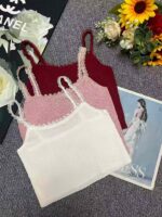 Clothing Stock Lot: 910 Pcs Summer New French Lace Trim Knit Camisole Tops, Soft Stretch Fabric, One-Size, Independent Packing - Image 9