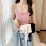 Clothing Stock Lot: 910 Pcs Summer New French Lace Trim Knit Camisole Tops, Soft Stretch Fabric, One-Size, Independent Packing - Image 8