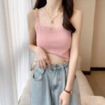 Clothing Stock Lot: 910 Pcs Summer New French Lace Trim Knit Camisole Tops, Soft Stretch Fabric, One-Size, Independent Packing - Image 5