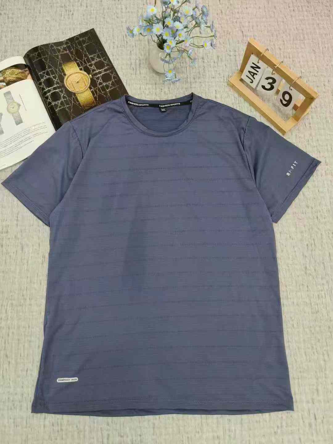 Men's Ice Silk Short Sleeve T-Shirt - Stock Lot Wholesale (M-5XL, 4 Colors, Individually Packaged) - Image 1