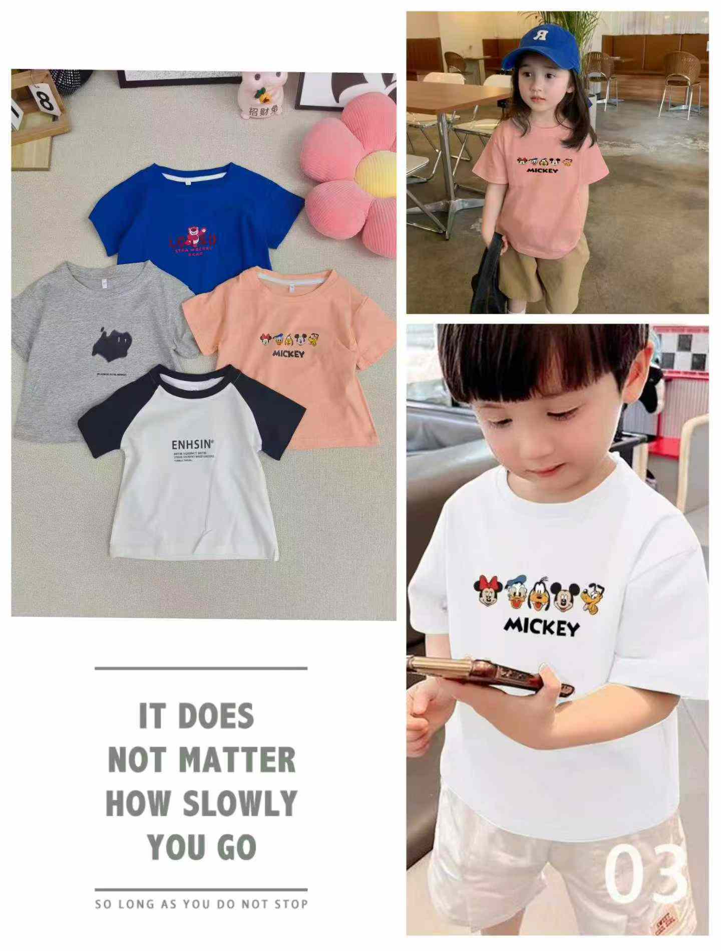 4100 Pieces Kids Cotton Short Sleeve T-Shirts (Size 80-150) Bulk Stock Wholesale For Export - Image 2
