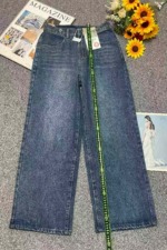 Spring New Trendy Retro Washed Cotton Adjustable Straight Wide Leg Jeans, Sizes XS-L, About 220 Pieces Bulk Wholesale Stock - Image 9