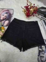 153 Pcs Women's American Sweet Spicy Style Black Denim Shorts Summer Frayed Tie A-line Hot Pants Sizes M-L - Image 5