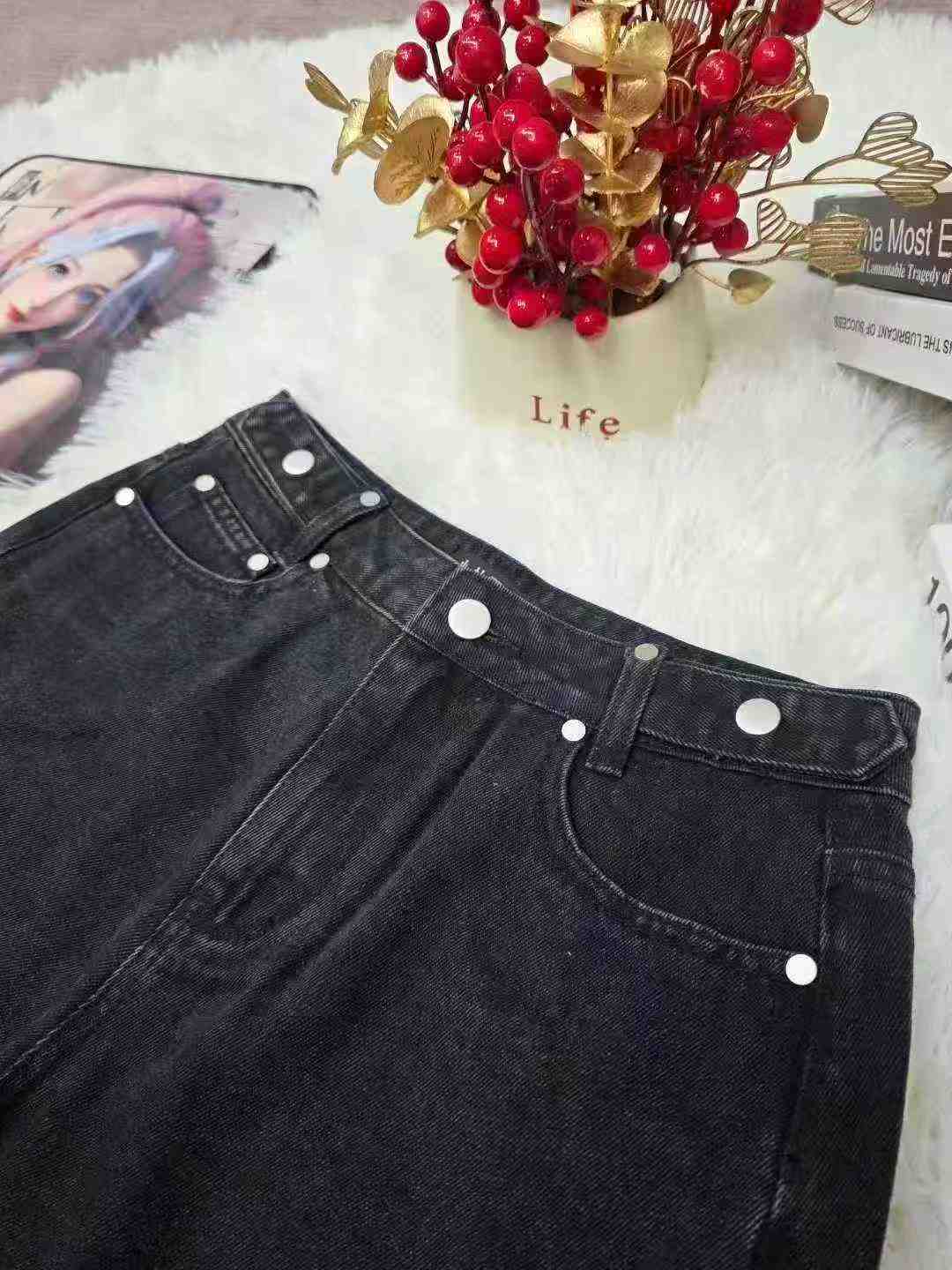 153 Pcs Women's American Sweet Spicy Style Black Denim Shorts Summer Frayed Tie A-line Hot Pants Sizes M-L - Image 2
