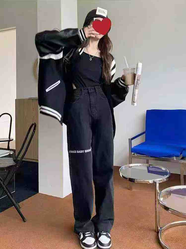 80 Pcs Tmall Overstock Women's American Style High Waist Slimming Loose Wide Leg Stretch Jeans - Image 1