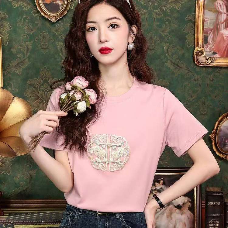 Sexy Women's Embroidered T-Shirts Around 220 Pieces Bulk Stock Wholesale Clearance - Image 2