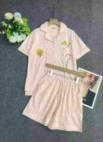 400 Sets Cotton Embroidered Asymmetrical Top Casual Loungewear Sets, 2 Colors, One Size Fits Up To 110lbs - Image 8