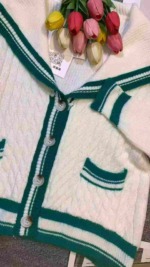 Vintage Sailor Collar Colorblock Patchwork Loose Cardigan Sweater, Around 125 Pcs All Clear Bulk Sale - Image 9