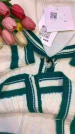 Vintage Sailor Collar Colorblock Patchwork Loose Cardigan Sweater, Around 125 Pcs All Clear Bulk Sale - Image 8