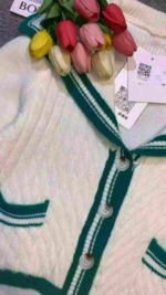Vintage Sailor Collar Colorblock Patchwork Loose Cardigan Sweater, Around 125 Pcs All Clear Bulk Sale - Image 7