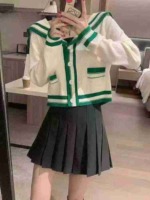 Vintage Sailor Collar Colorblock Patchwork Loose Cardigan Sweater, Around 125 Pcs All Clear Bulk Sale - Image 6