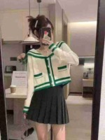 Vintage Sailor Collar Colorblock Patchwork Loose Cardigan Sweater, Around 125 Pcs All Clear Bulk Sale - Image 4