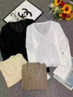 Spring New Retro Maillard Hollow Crochet Knit Long Sleeve Pullover Sweater, About 190 Pieces Clearance Stock Lot - Image 1