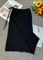 New Autumn Winter Solid Design Core-spun Yarn Ribbed Drawstring Knit Sweater Dress About 80 Pieces Bulk Clearance - Image 6