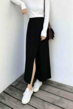 New Autumn Winter Solid Design Core-spun Yarn Ribbed Drawstring Knit Sweater Dress About 80 Pieces Bulk Clearance - Image 2