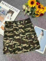 Summer New Brand Original American High Stretch Camo Multi-pocket Cargo Denim Mini Skirt, 149 Pieces Stock Lot Wholesale - Image 6