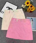 Summer New Vintage Embroidered Colorblock Back Pocket Denim Mini Skirts, Size S-2XL, Approx 150 Pieces Bulk Clearance - Image 1