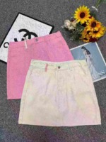 Summer New Vintage Embroidered Colorblock Back Pocket Denim Mini Skirts, Size S-2XL, Approx 150 Pieces Bulk Clearance - Image 9