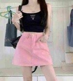 Summer New Vintage Embroidered Colorblock Back Pocket Denim Mini Skirts, Size S-2XL, Approx 150 Pieces Bulk Clearance - Image 5