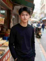 Men's Pure Cotton Solid Long Sleeve Tops, About 300 Pieces Bulk Stock Clearance Wholesale - Image 1