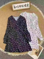 88 Pieces French Style Floral V-neck Tie Waist Dress Bulk Stock Wholesale - Image 9