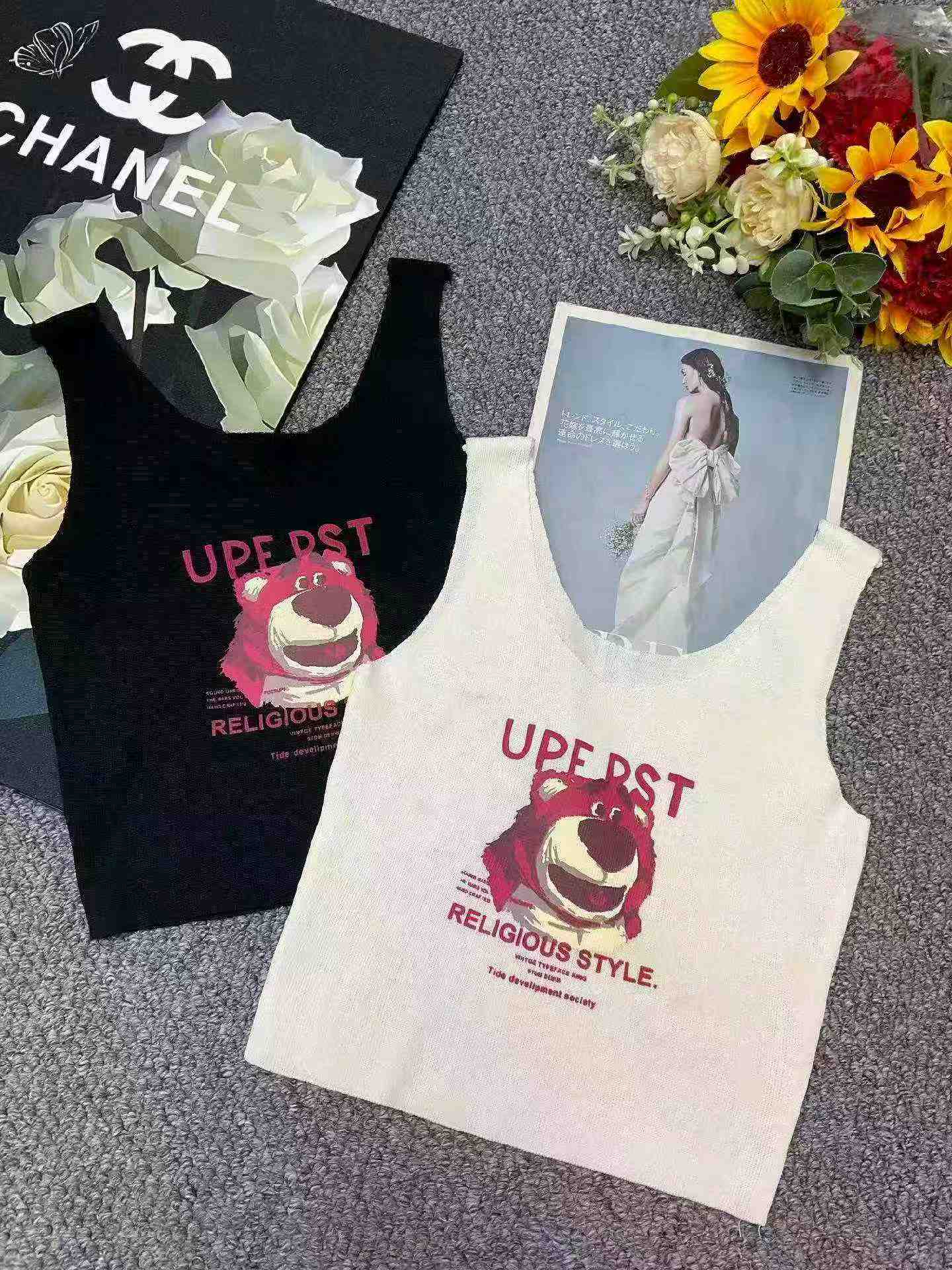 420 Pieces Summer New American Retro Printed Knit Camisole Tank Tops Bulk Stock Wholesale - Image 1