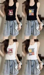 420 Pieces Summer New American Retro Printed Knit Camisole Tank Tops Bulk Stock Wholesale - Image 3