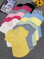 Summer New Plain Simple Ice Silk Knit Short Sleeve T-Shirts, Approx 2000 Pieces Bulk Clearance Stock - Image 9