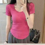 Summer New Plain Simple Ice Silk Knit Short Sleeve T-Shirts, Approx 2000 Pieces Bulk Clearance Stock - Image 8