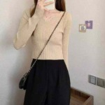 Spring New Retro Gentle French V-neck Ribbed Core Spun Yarn Pullover Sweater 700PCS Multiple Colors Bulk Wholesale - Image 5