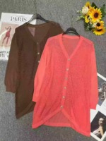 200 Pcs Spring Summer Women's Light Mature Plain Loose Soft Knit Cardigan Stock Wholesale - Image 1