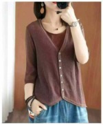 200 Pcs Spring Summer Women's Light Mature Plain Loose Soft Knit Cardigan Stock Wholesale - Image 5