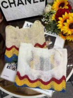 Summer New Rainbow Striped Hollow Out Ice Silk Loose Cropped Short Sleeve Knit Tops - 380 Pieces Bulk Wholesale - Image 3