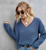 New Spring Branded Original American Plain Simple V-neck Pullover Sweater - 118 Pieces Bulk Stock Wholesale - Image 5