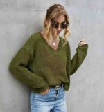 New Spring Branded Original American Plain Simple V-neck Pullover Sweater - 118 Pieces Bulk Stock Wholesale - Image 3