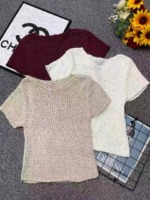 190 Pcs New Spring Summer Korean Style Hollow Out Cropped Knit Tops Bulk Stock Clearance - Image 1