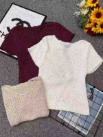 190 Pcs New Spring Summer Korean Style Hollow Out Cropped Knit Tops Bulk Stock Clearance - Image 9