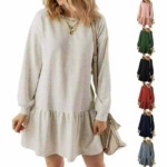 3860 Pcs Spring Autumn Brand Original American Plain Loose Cotton Terry Sweatshirt Dresses Bulk Stock Wholesale - Image 1