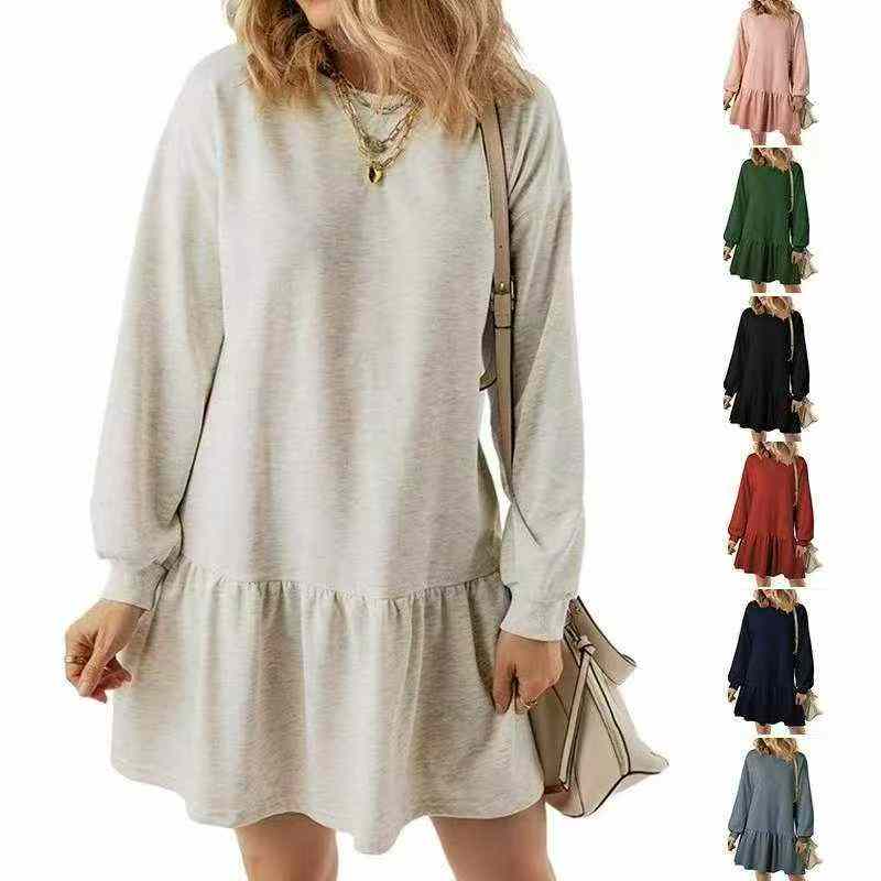 3860 Pcs Spring Autumn Brand Original American Plain Loose Cotton Terry Sweatshirt Dresses Bulk Stock Wholesale - Image 1