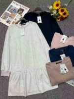 3860 Pcs Spring Autumn Brand Original American Plain Loose Cotton Terry Sweatshirt Dresses Bulk Stock Wholesale - Image 8