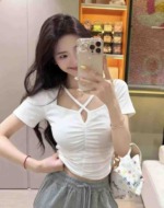 Summer New Sexy Women V-neck Stretchy Slim Fit Knit Tops 1200 Pieces Stock Lot Wholesale - Image 6