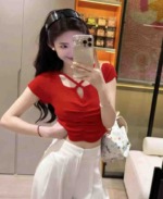 Summer New Sexy Women V-neck Stretchy Slim Fit Knit Tops 1200 Pieces Stock Lot Wholesale - Image 4