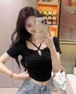 Summer New Sexy Women V-neck Stretchy Slim Fit Knit Tops 1200 Pieces Stock Lot Wholesale - Image 3